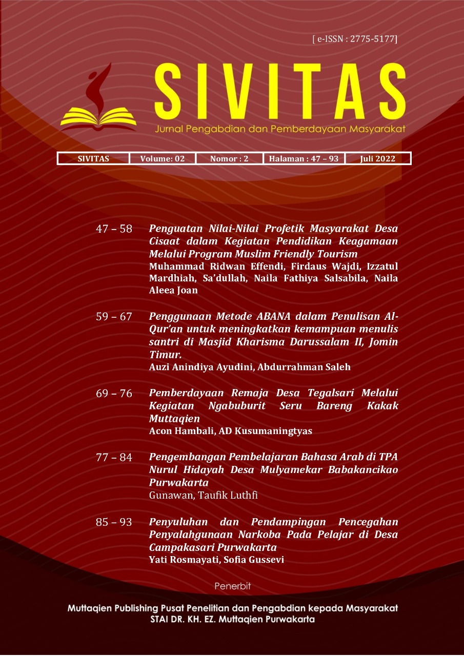 					View Vol. 2 No. 2 (2022): Jurnal SIVITAS | Jurnal Pengabdian dan Pemberdayaan Masyarakat
				
